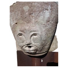 12th Century Romanesque Limestone Spanish Lion Head Fountain