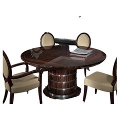 Giorgio Collection Dining Round Table Ebony Macassar in High Gloss Finish