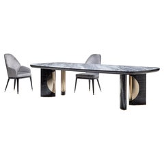 Tavolo da pranzo rettangolare Giorgio Charisma Italian Alpi Marble & Black Bubinga