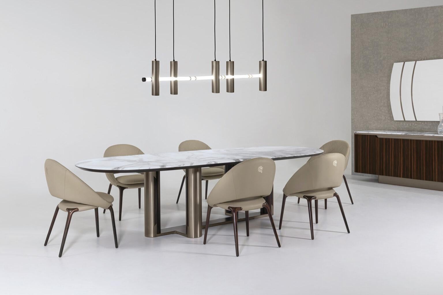 Fait main Giorgio Collectional Italian Boat Ship table ovale avec plateau en marbre en vente