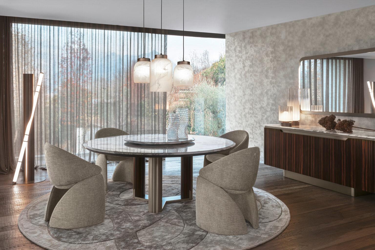 Art déco Giorgio Collectional Table ronde italienne Luxor avec plateau en marbre en vente