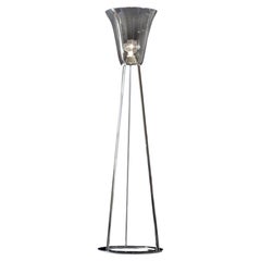 Lampada da terra Kristin in vetro soffiato di Murano scuro e cromo