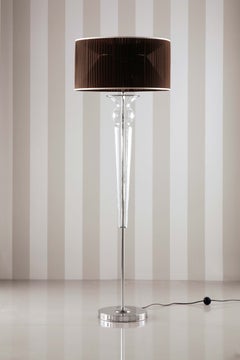 Sunrise Grace Italian Floor Lamp in Clear Murano Blown Glass and Chrome