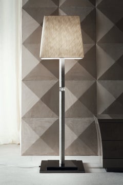 Lucilla Italian Floor Lamp in Florentine Crystal, Lizard Printed Leather and Sil