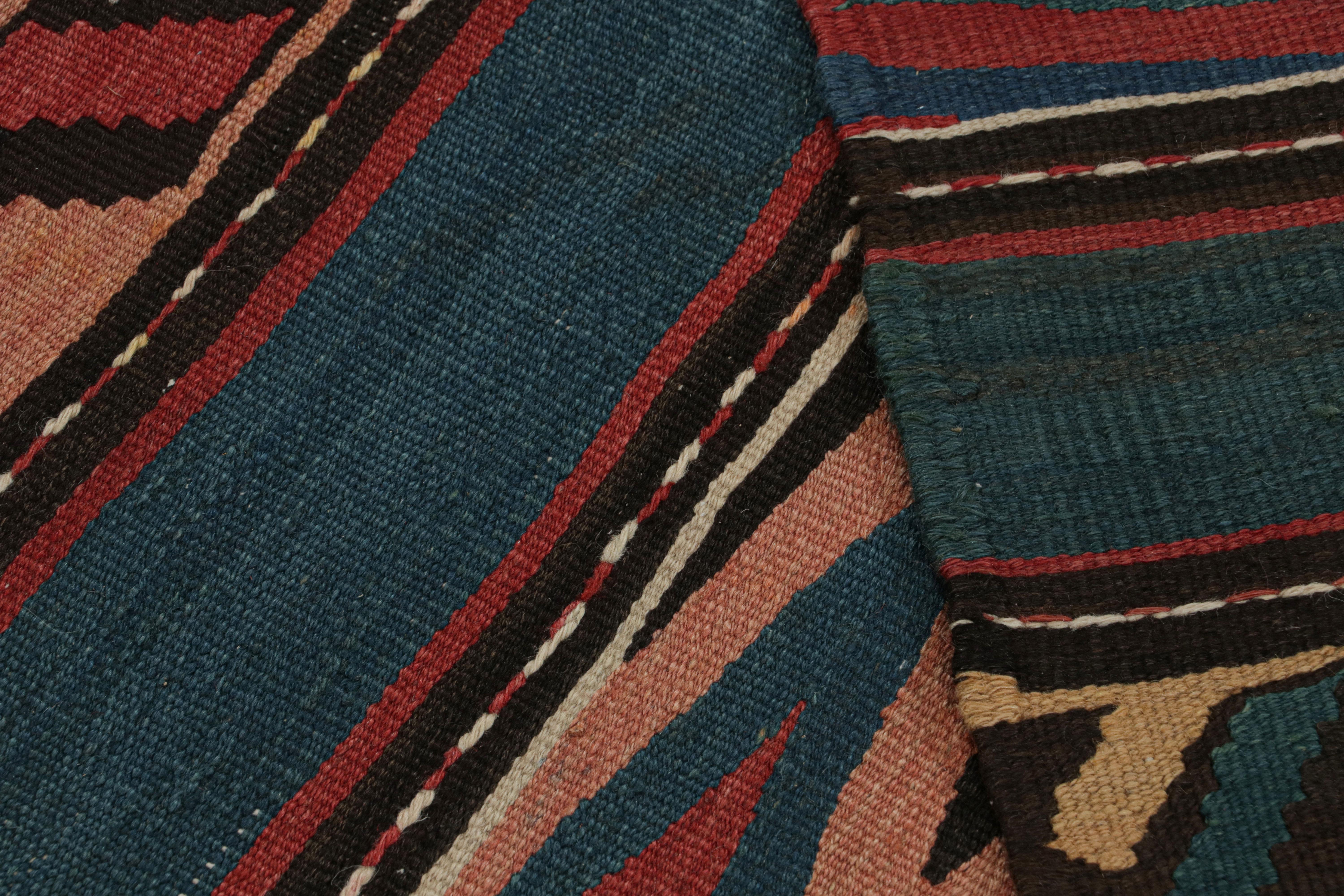 Vintage Midcentury Shahsavan Tribal Red and Blue Wool Kilim Rug 1