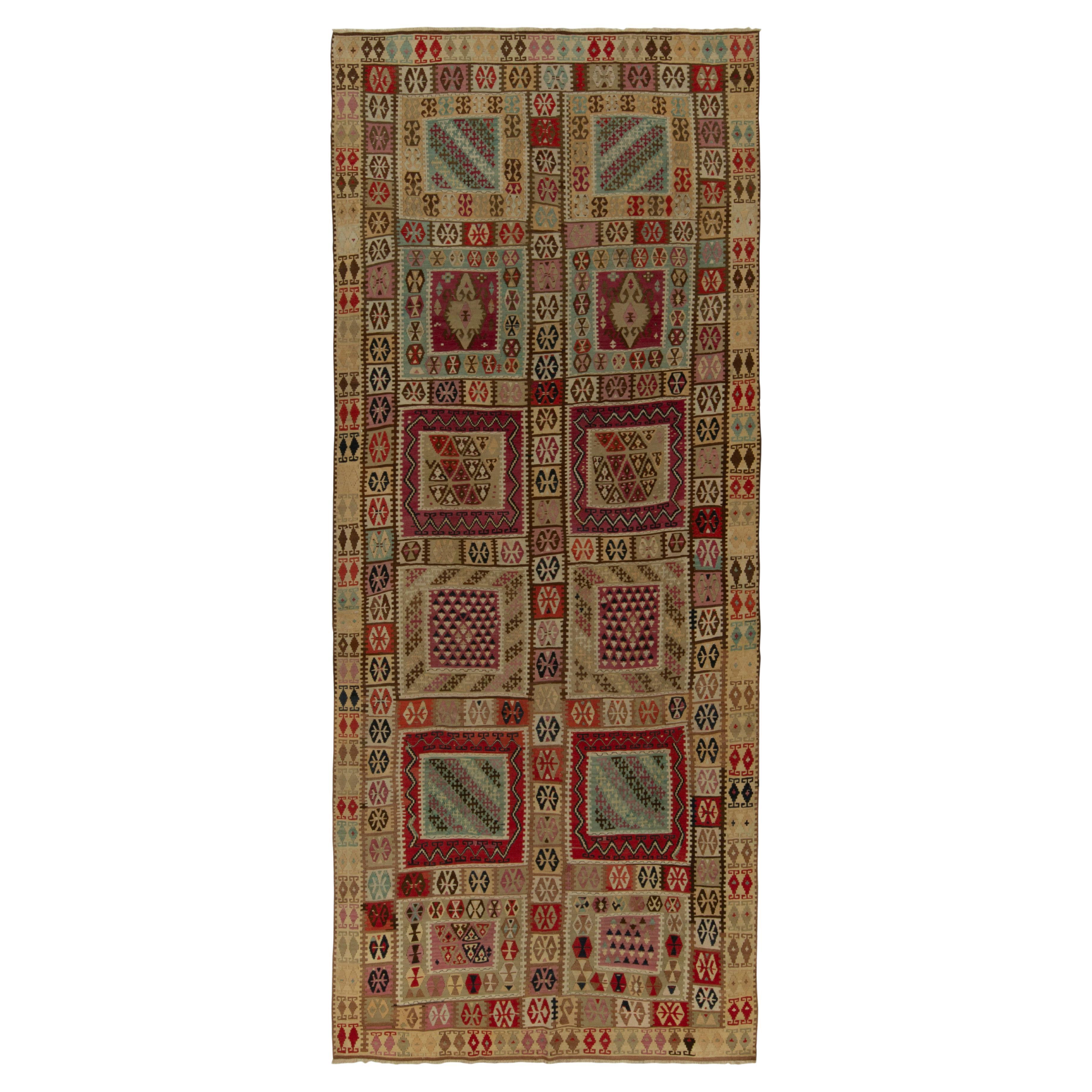 Vintage Mid-Century Tribal Kilim in Multicolor Geometric Patterns by Rug & Kilim For Sale