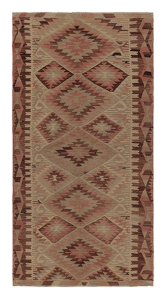 Vintage Esme Beige Brown and Salmon Pink Wool Kilim Rug by Rug & Kilim
