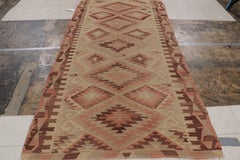 Vintage Esme Beige Brown and Salmon Pink Wool Kilim Rug by Rug & Kilim
