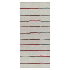 Vintage Kilim rug in Off-White, Red and Blue Stripe Patterns, Panel style