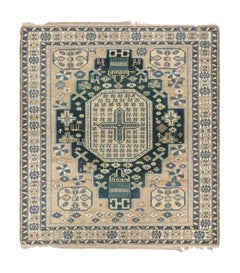 Alfombra Kuba Antigua Beige-Marrón Dorado y Azul Estilo Medallón by Rug & Kilim