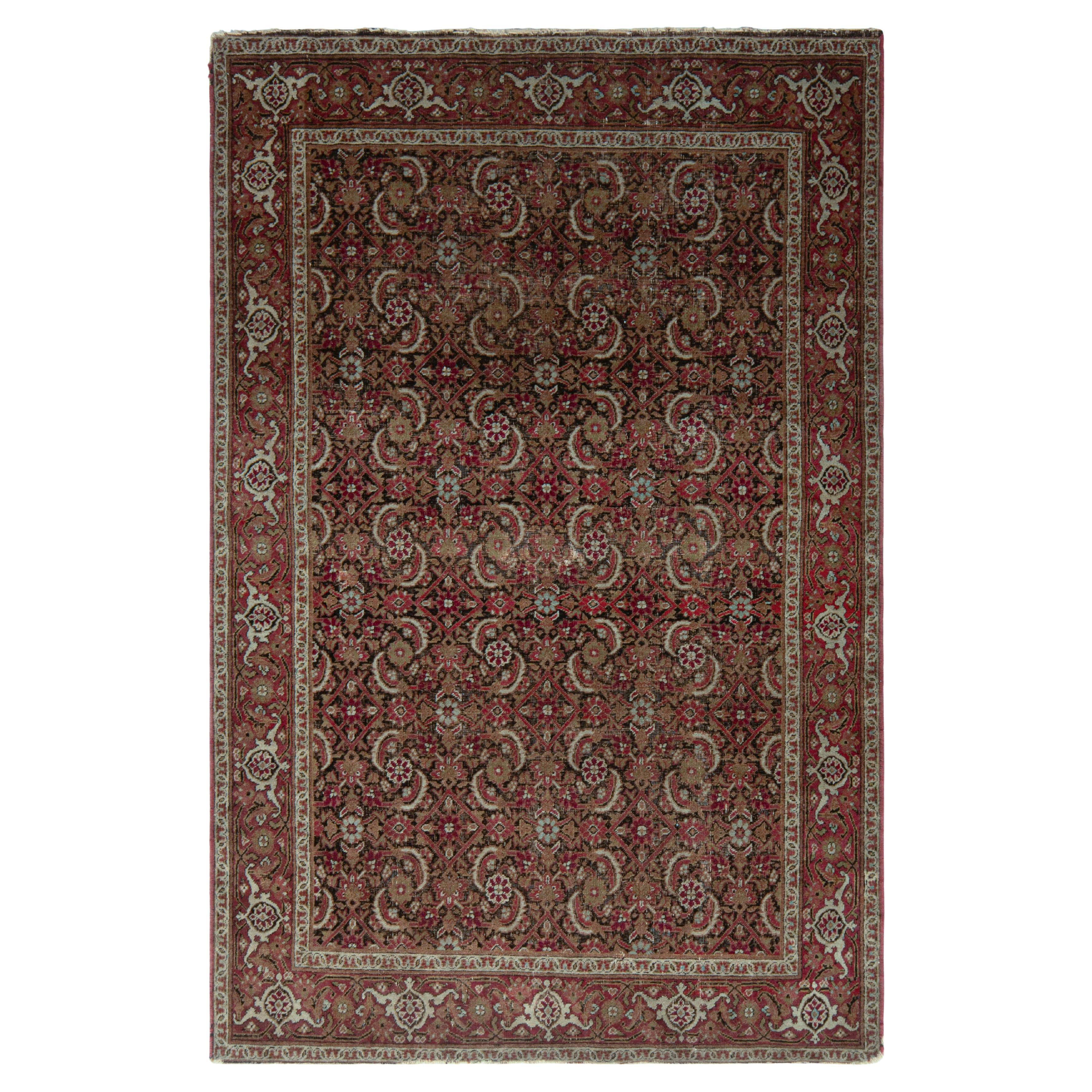 Hand Knotted Antique Kerman Lavar Rug Beige-Brown Herati Pattern by Rug & Kilim