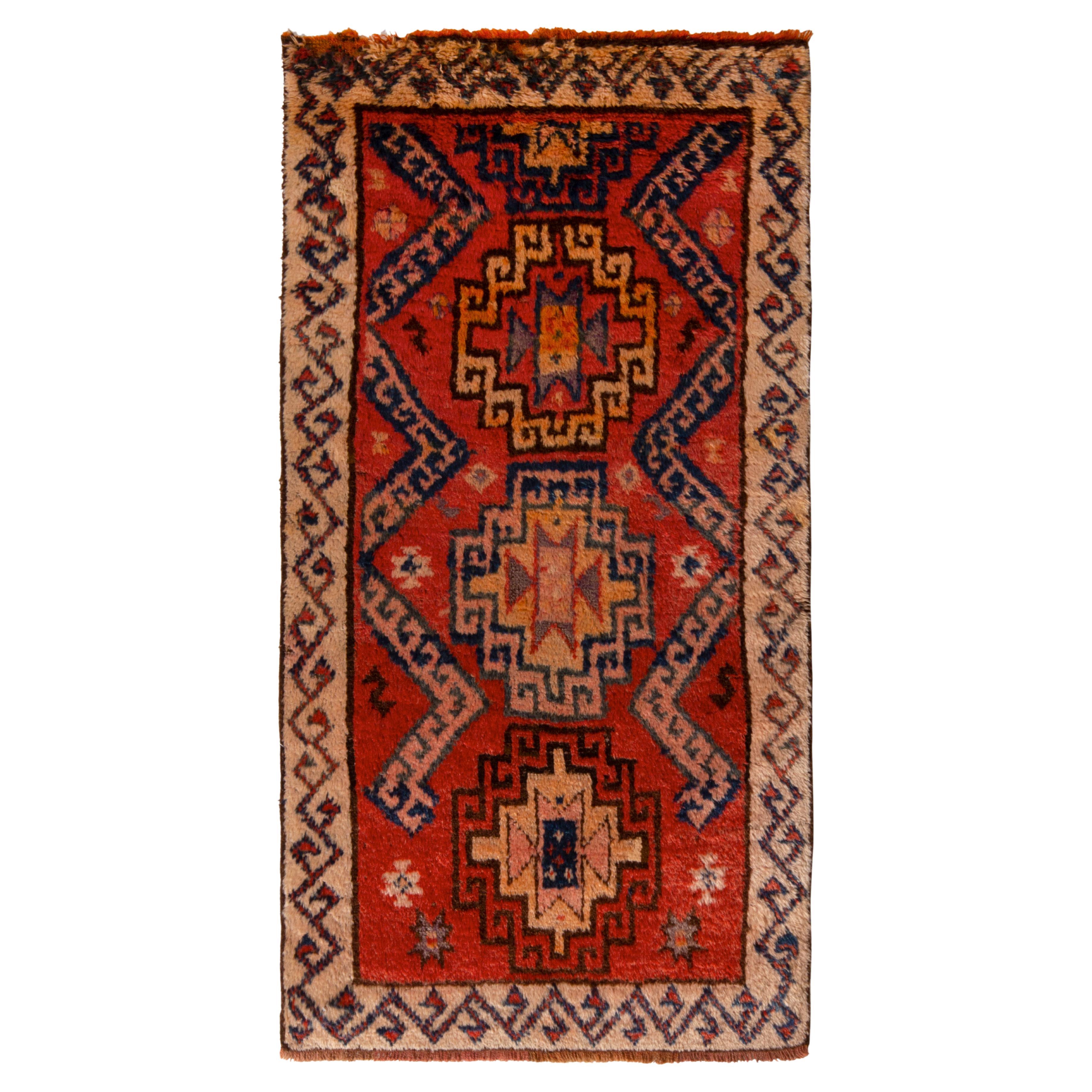 Antique Persian Rug Red Beige Brown Gabbeh Tribal Pattern by Rug & Kilim