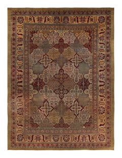 Antique Amritsar Rug with Gold-Red Floral Pattern by Rug & Kilim