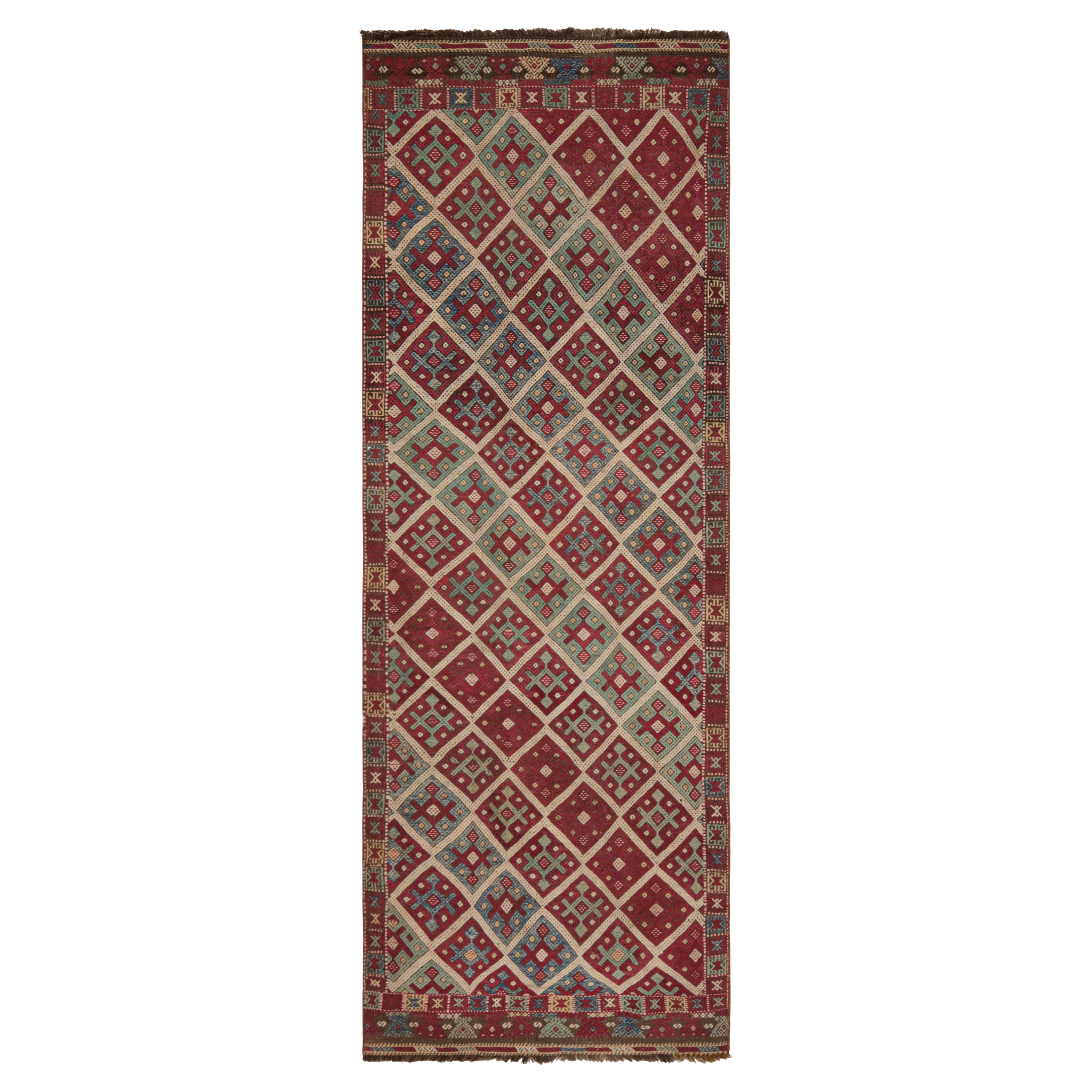 Antique Turkish Transitional Red and Blue Wool Kilim by Rug & Kilim