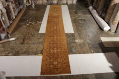 Antique Hand Knotted Agra Runner Rug Beige Brown All-Over Floral by Rug & Kilim