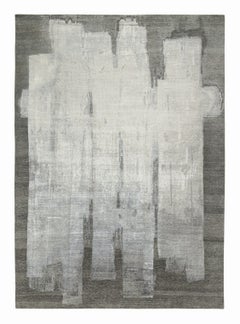 Rug & Kilim’s Contemporary Abstract rug in Gray with Silver Brush Stroke Pattern