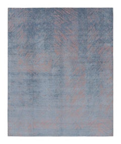 Rug & Kilim's Contemporary Geometric Pink and Grey Wool-Silk Abstract Rug