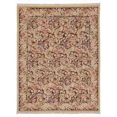 Rug & Kilim's Modern 18th Century Style Wool Rug Brown and Beige All-Over Floral