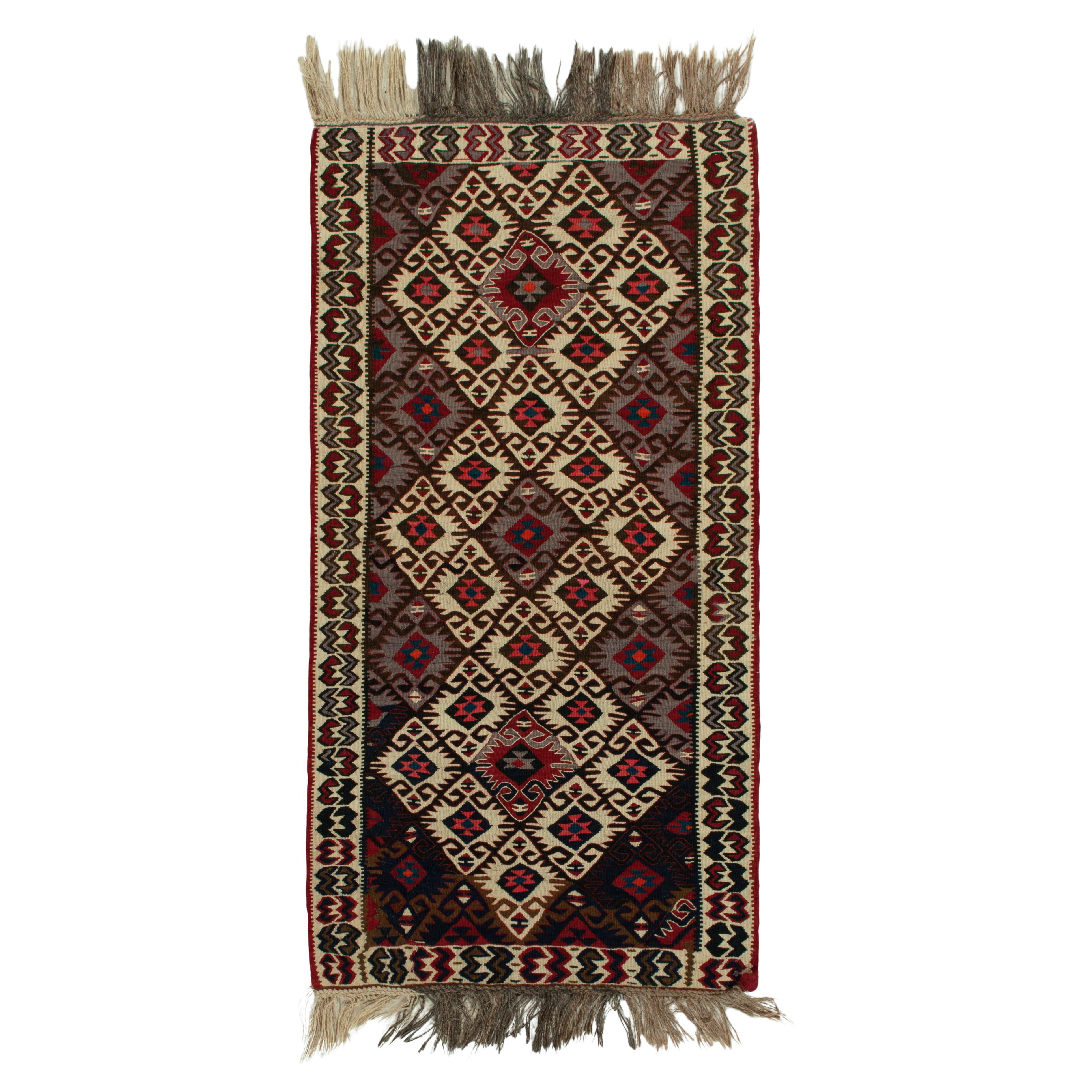 Antique Turkish Kilim Rug in Beige-Brown, Gray Tribal Pattern by Rug & Kilim For Sale