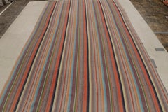 Vintage Turkish Flat-Woven Red and Pink Striped Pattern by Rug & Kilim