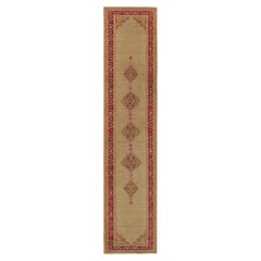 Antique Agra Red and Tan Geometric-Floral Wool Runner by Rug & Kilim