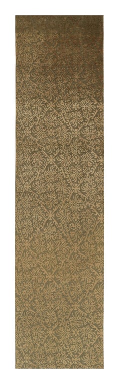 Rug & Kilim - Tappeto Runner in stile europeo con fiori verdi e dorati "Cordoba".