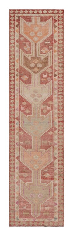 Vintage Tribal Geometric Runner in Red and Beige Tones - Rug & Kilim