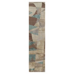 Rug & Kilim's Geometric King Lear Blue and Beige Wool-Silk Runner