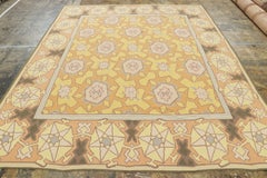 Vintage Bessarabian Kilim in Pink and Yellow Geometric Pattern