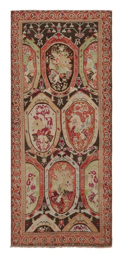 Vintage Karabagh Runner Rug in Brown with Floral Medallions  Rug & Kilim