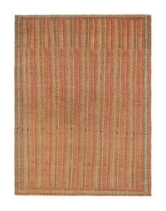 Alfombra persa antigua Savannah roja y beige de lana con motivos florales by Rug & Kilim