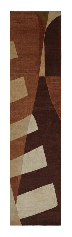 Rug & Kilim’s Art Deco Style runner with Geometric Patterns in Tones of Brown