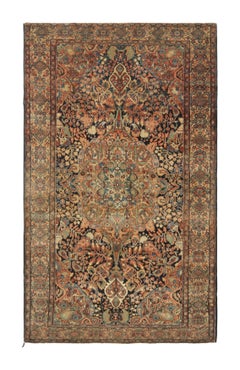 Antiker antiker persischer Sarouk-Teppich aus goldbrauner Wolle von Teppich & Kelim