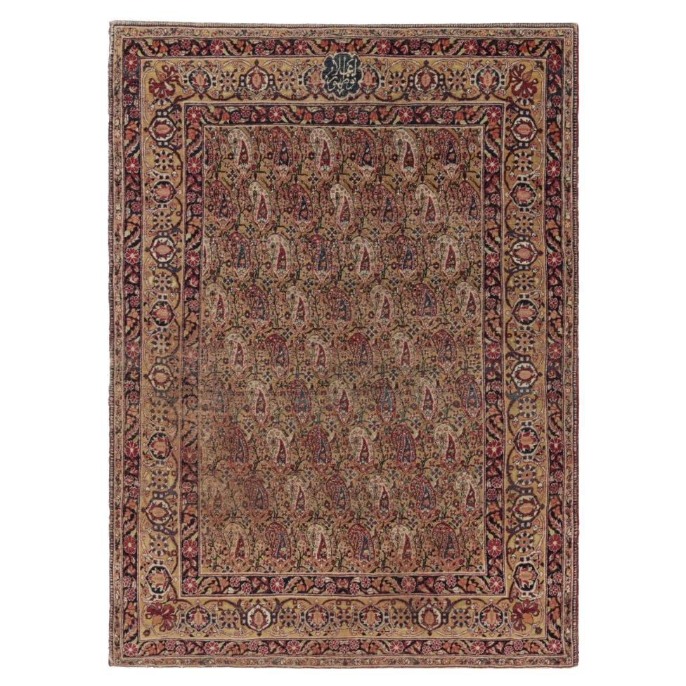 Signed Nozohour Salami Antique Kerman Lavar Persian Rug - Rug & Kilim For Sale