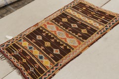 Vintage Moroccan Kilim rug in Brown with Geometric Patterns