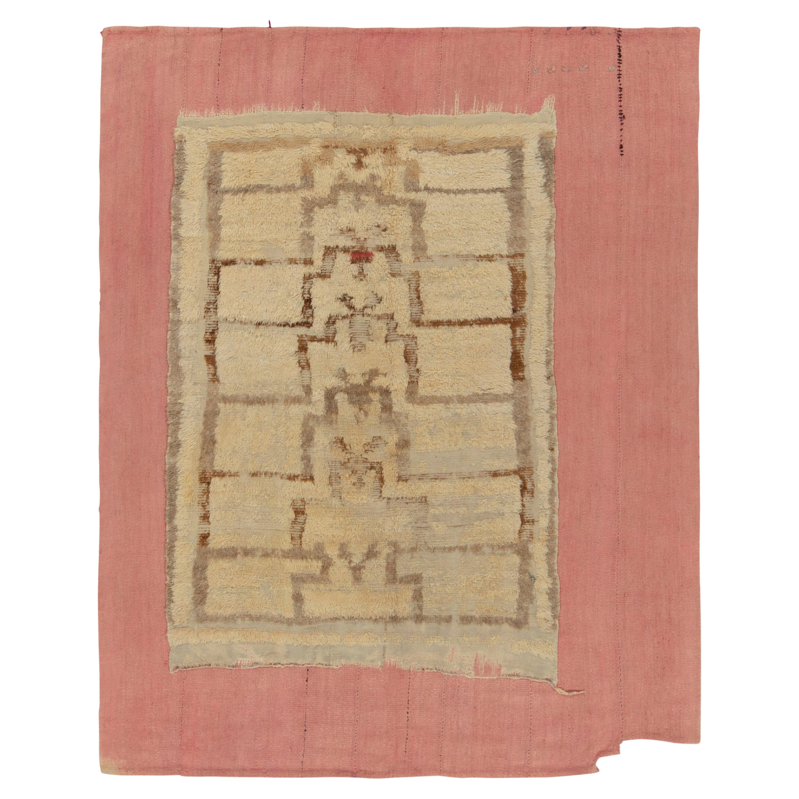 Vintage Layered Kilim Rug in Pink-Brown Superimposed Pattern by Rug & Kilim For Sale