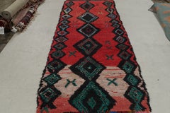 Vintage Midcentury Moroccan Transitional Red and Black Wool Rug