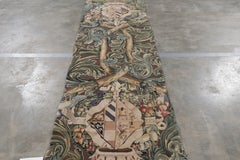 Rug & Kilim’s Armorial Tudor Style Runner in Black, with Beige, Blue and Gold