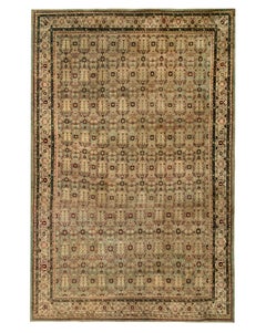 Handgeknüpfter antiker Amritsar-Teppich mit beigebraunem Blumenmuster