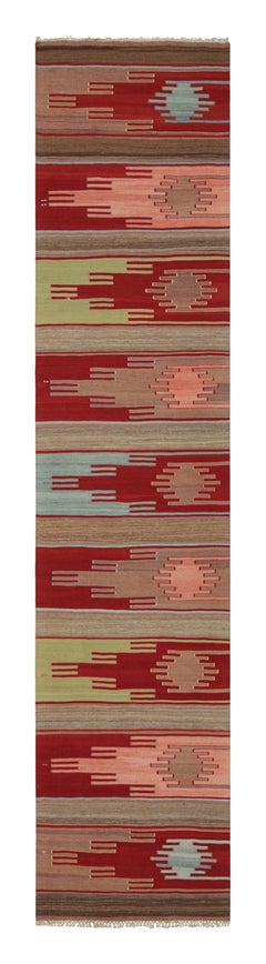 Sivas Roter und grüner Woll-Kelim-Teppich mit rosa und blauen Akzenten von Teppich & Kelim