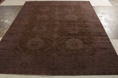Rug & Kilim’s Transitional Style Rug in All over Brown, Purple Floral Pattern
