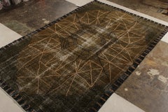 Hand-Knotted Vintage Art Deco Rug in Brown, Geometric Pattern by Rug & Kilim