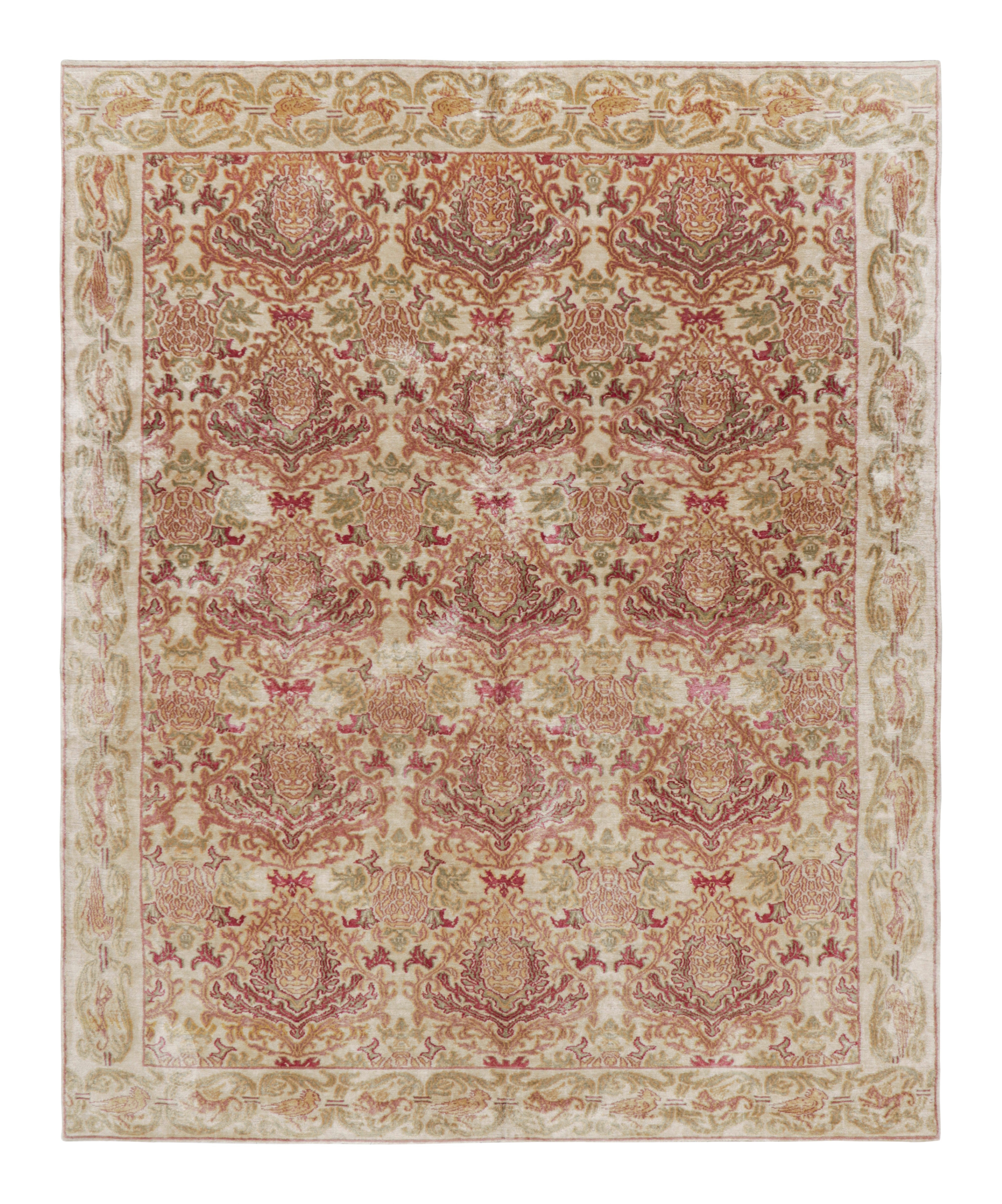 Tappeto europeo Rug & Kilim in beige marrone con motivi floreali "Granada". in vendita