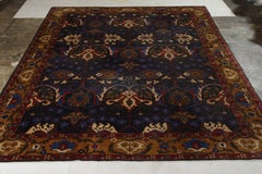 Tappeto antico Agra con motivo floreale in oro e blu di Rug & Kilim