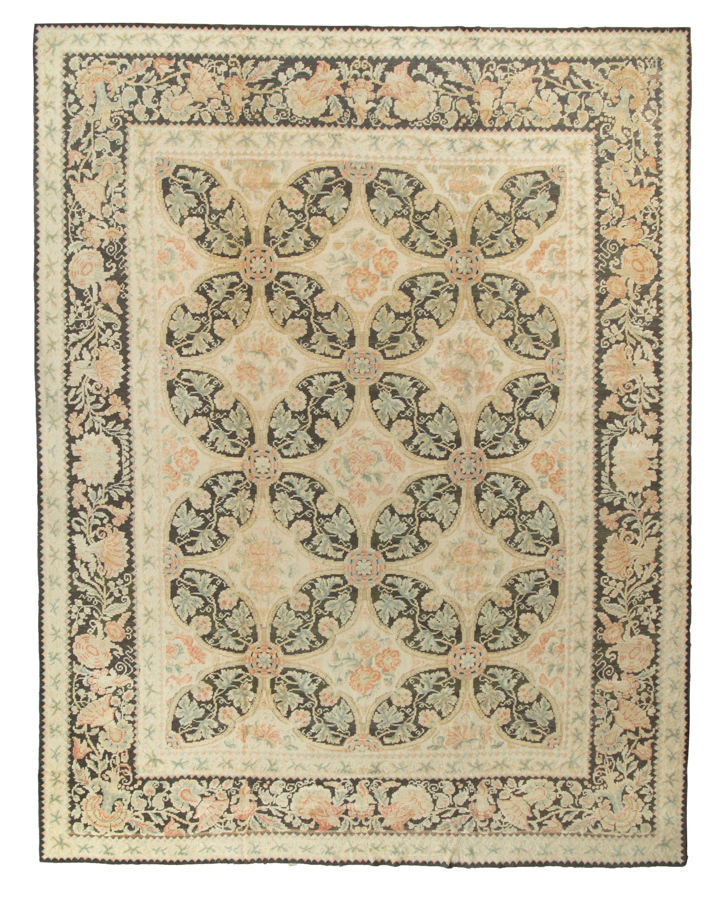 Rug & Kilim’s Oversized European Style Rug in Cream with Floral Medallions