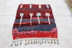 Vintage Moroccan Rug, Red with Tribal Geometric Patterns - Rug & Kilim