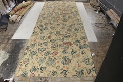 Rug & Kilim’s Tudor Style Gallery Rug in Cream, Green All over Floral Pattern