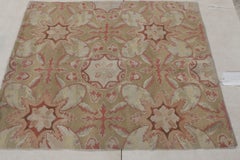 Rug & Kilim’s Aubusson Flat Weave Style Rug, Beige-Brown, Pink Floral Pattern