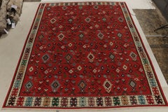 Antique Geometric Red and Beige Wool Kilim Rug by Rug & Kilim