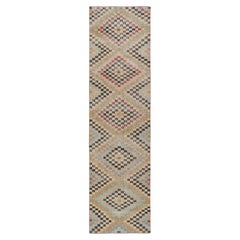 Vintage Midcentury Beige and Pastel Wool Rug with Diamond Pattern by Rug & Kilim